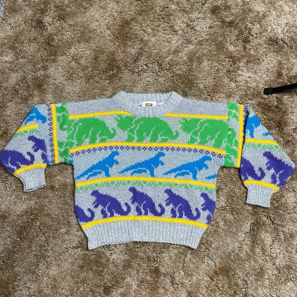 Vintage Way Cool Wear Boys Dinosaur‎ Sweater Size 4